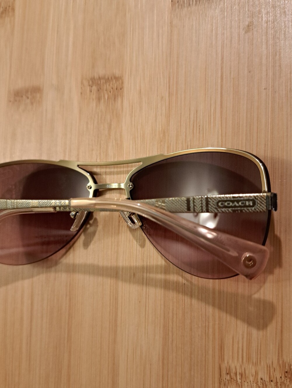 ππCOACH Jasmine Aviator Sunglasses In Pink Crystal Gold W/ Case And Dust Cloth - Picture 11 of 15